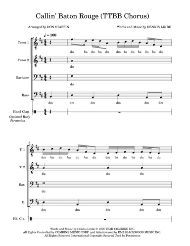 Callin' Baton Rouge (arr. Don Staffin)