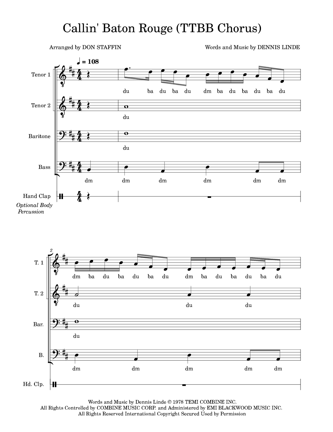 Callin' Baton Rouge (arr. Don Staffin)