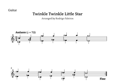 Twinkle Twinkle Little Star (for beginners) (arr. Rodrigo Faleiros)