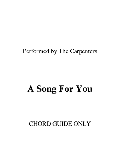 A Song For You (arr. RWM)