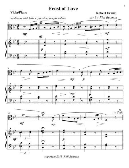Feast of Love - Viola/Piano (arr. Phil Beaman)