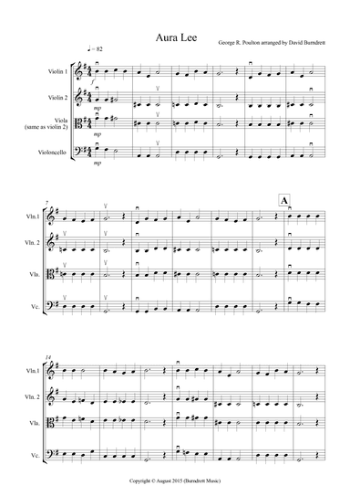 Aura Lee for String Trio (arr. David Burndrett)