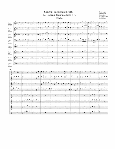 L'Alle a8 (Canzoni da suonare,1616, no.17) (arrangement for 8 recorders) (arr. Gil Garty)