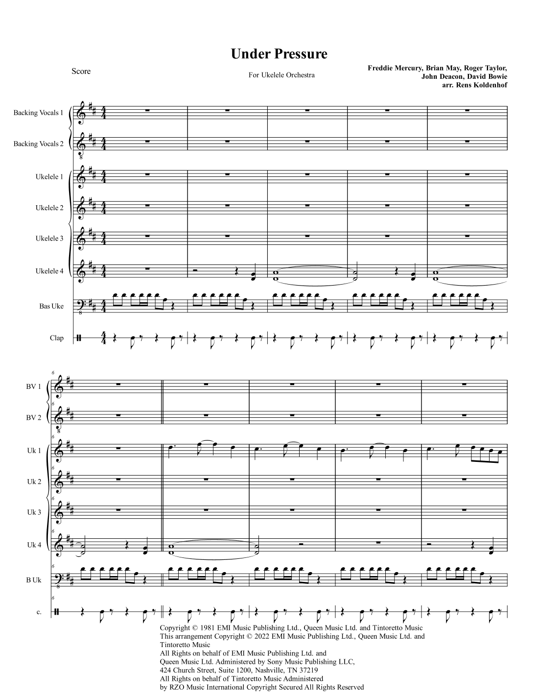 Under Pressure - Score Only (arr. Crazy Laurens)
