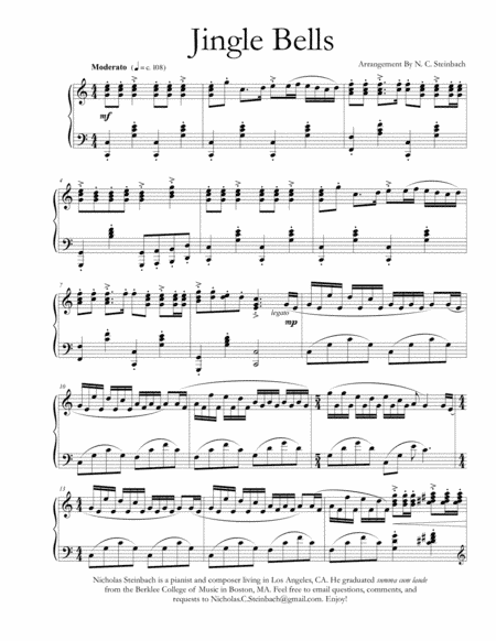 Jingle Bells Piano Solo (arr. Nicholas Steinbach)