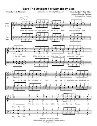 Save The Daylight For Somebody Else (but save the moonlight for me) (arr. Joe Grimme)