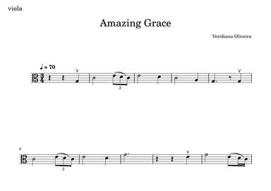 Amazing Grace, for Viola in C major (arr. Veridiana Oliveira)