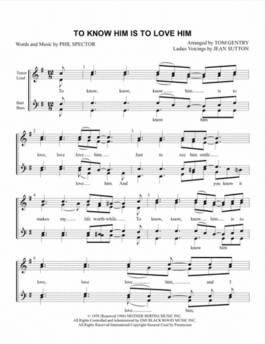 To Know Him Is To Love Him (arr. Tom Gentry)