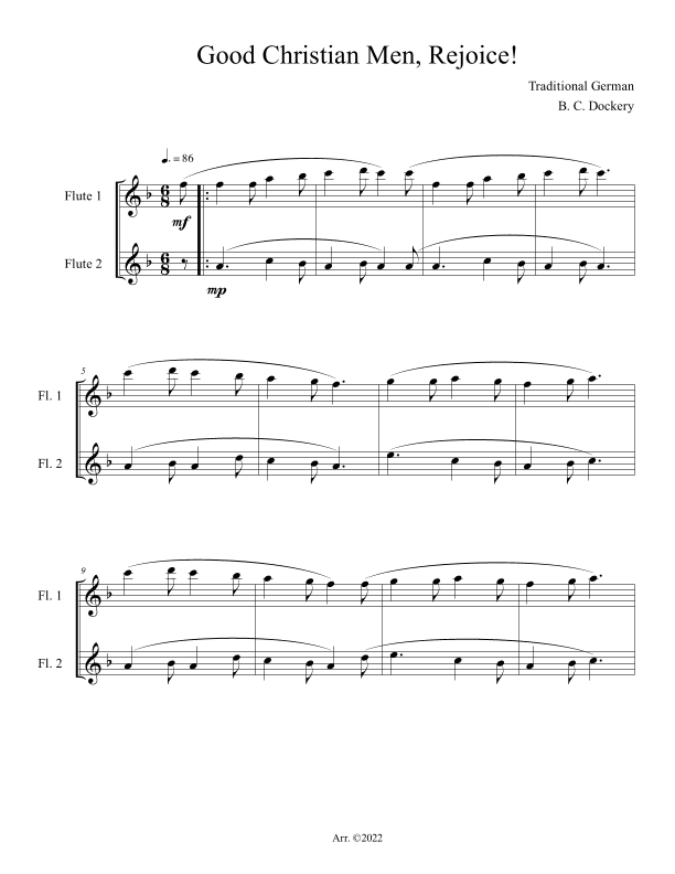 Good Christian Men, Rejoice! (Flute Duet) (arr. B. C. Dockery)