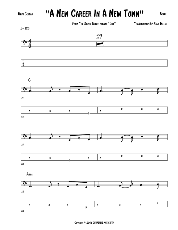 New Career In A New Town (arr. Accubass)