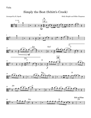 The Best (simply The Best) (arr. K. Speck)