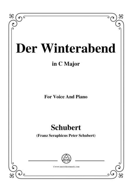 Schubert-Der Winterabend,in C Major,D.938,for Voice and Piano (arr. MSM)