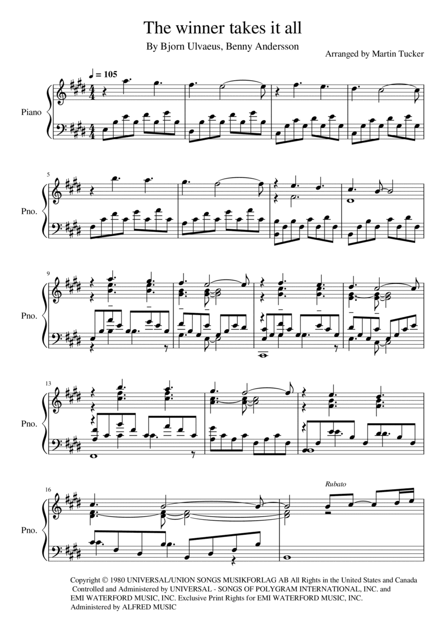 The Winner Takes It All (arr. Martin Tucker)