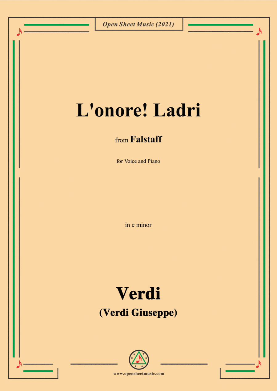 Verdi-L'onore!Ladri,in e minor,from Falstaff,for Voice and Piano (arr. Open Cloud)