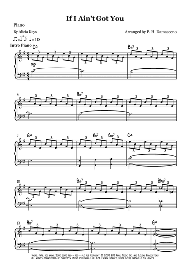 If I Ain't Got You (arr. P.H. Damasceno)