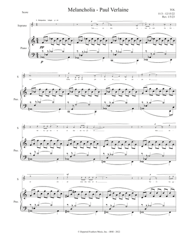 Melancholia (2022) piano-vocal score