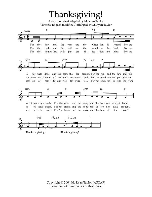 Thanksgiving! (arr. M. Ryan Taylor)