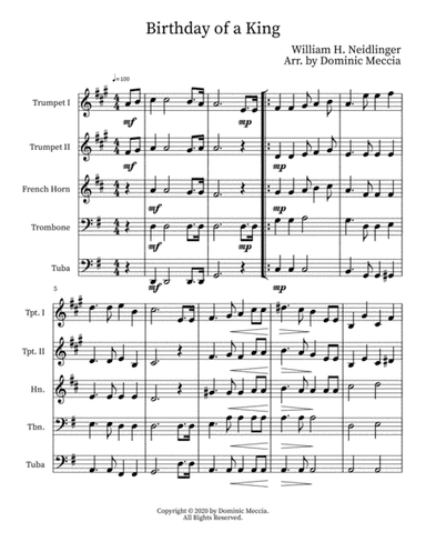 Birthday of a King (arr. Dominic Meccia)