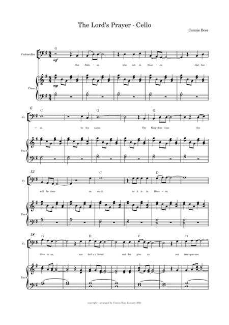 The Lord's Prayer (Our Father) - Cello & Piano (arr. Connie Boss)