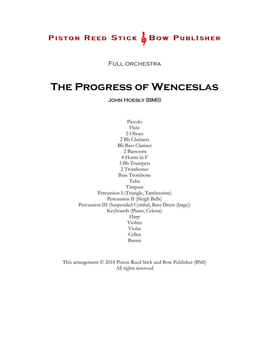 Progress of Wenceslas, The (Good King Wenceslas)- orchestra (arr. John Hoesly)