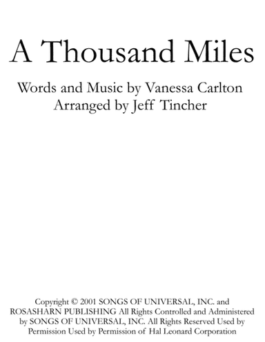 A Thousand Miles (arr. Jeff Tincher)