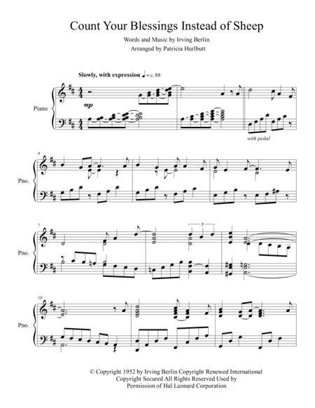 Count Your Blessings Instead Of Sheep (arr. Patricia Hurlbutt)