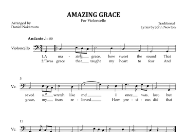 Amazing Grace (for cello solo) (arr. Daniel Nakamura)