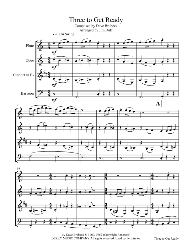 Three To Get Ready (arr. Jim Duff)