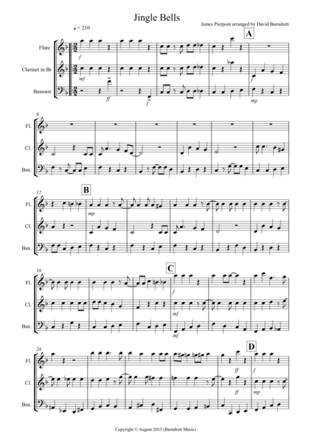 Jingle Bells (jazzy style!) for Wind Trio (arr. David Burndrett)