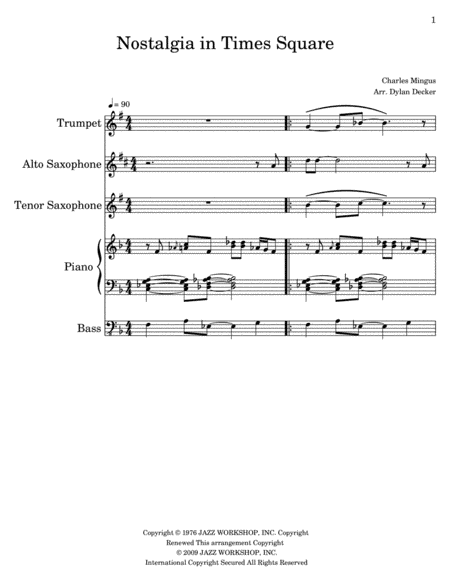 Nostalgia In Times Square (arr. Dylan Decker)