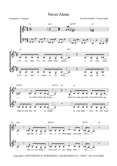 Never Alone (arr. J. Daintree)