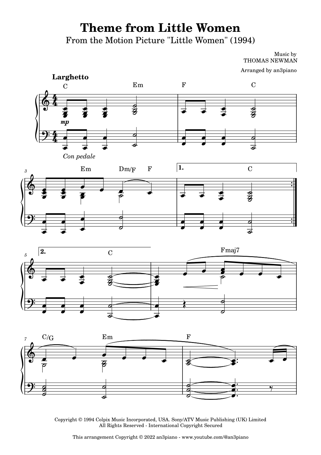 Little Women Theme (arr. an3piano)