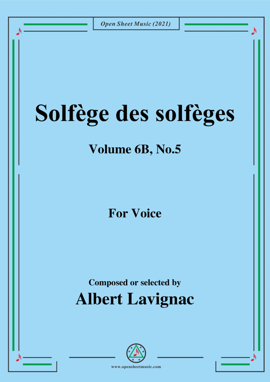 Lavignac-Solfege des solfeges,Volume 6B No.5,for Voice (arr. Open Cloud)