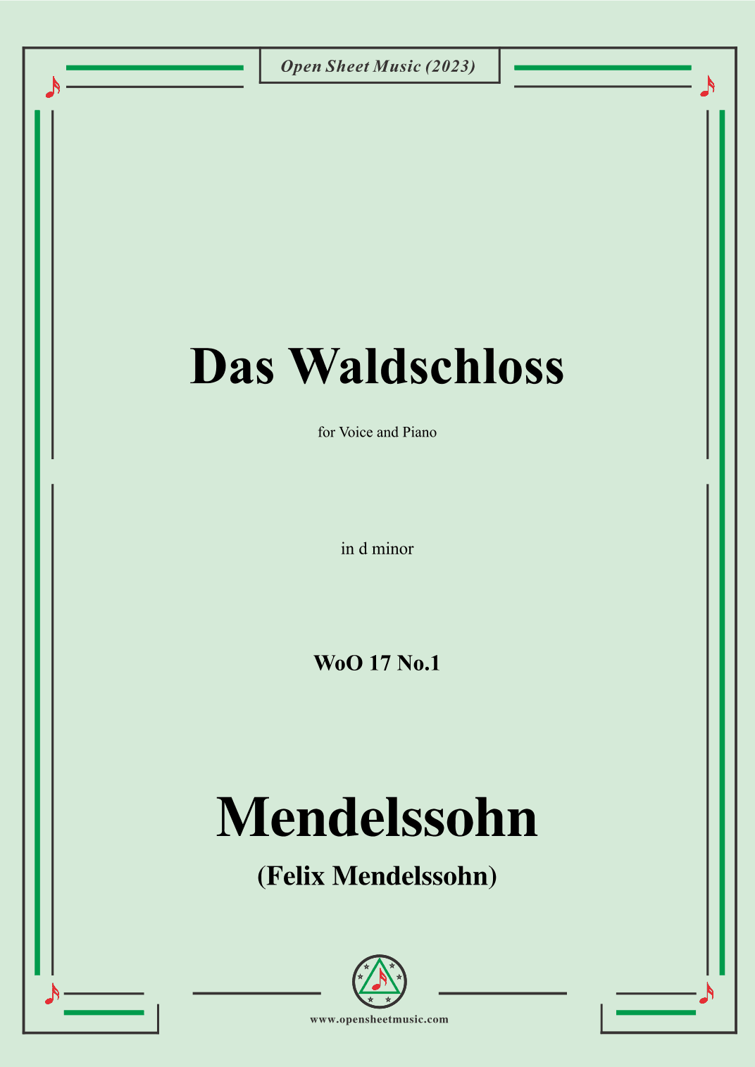 F. Mendelssohn-Das Waldschloss,WoO 17 No.1,in d minor (arr. OSM Press)