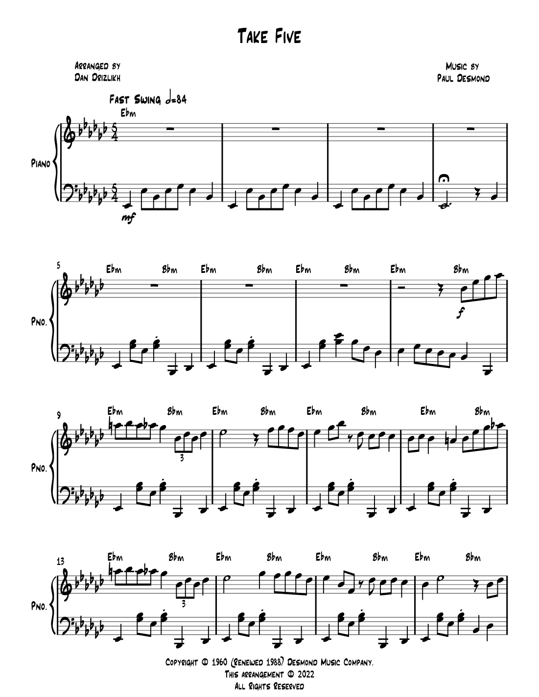 Take Five (arr. Dan Drizlikh)