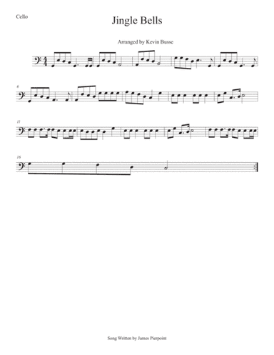 Jingle Bells (Easy key of C) Cello (arr. Kevin Busse)