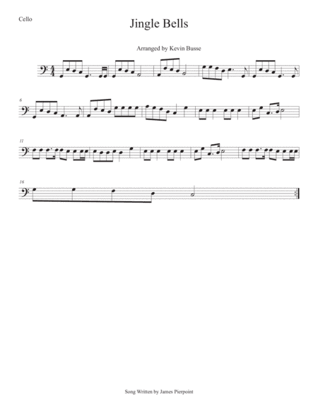 Jingle Bells (Easy key of C) Cello (arr. Kevin Busse)