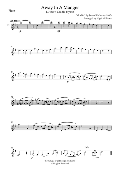 Away In A Manger, for Flute Trio (arr. Nigel Williams)