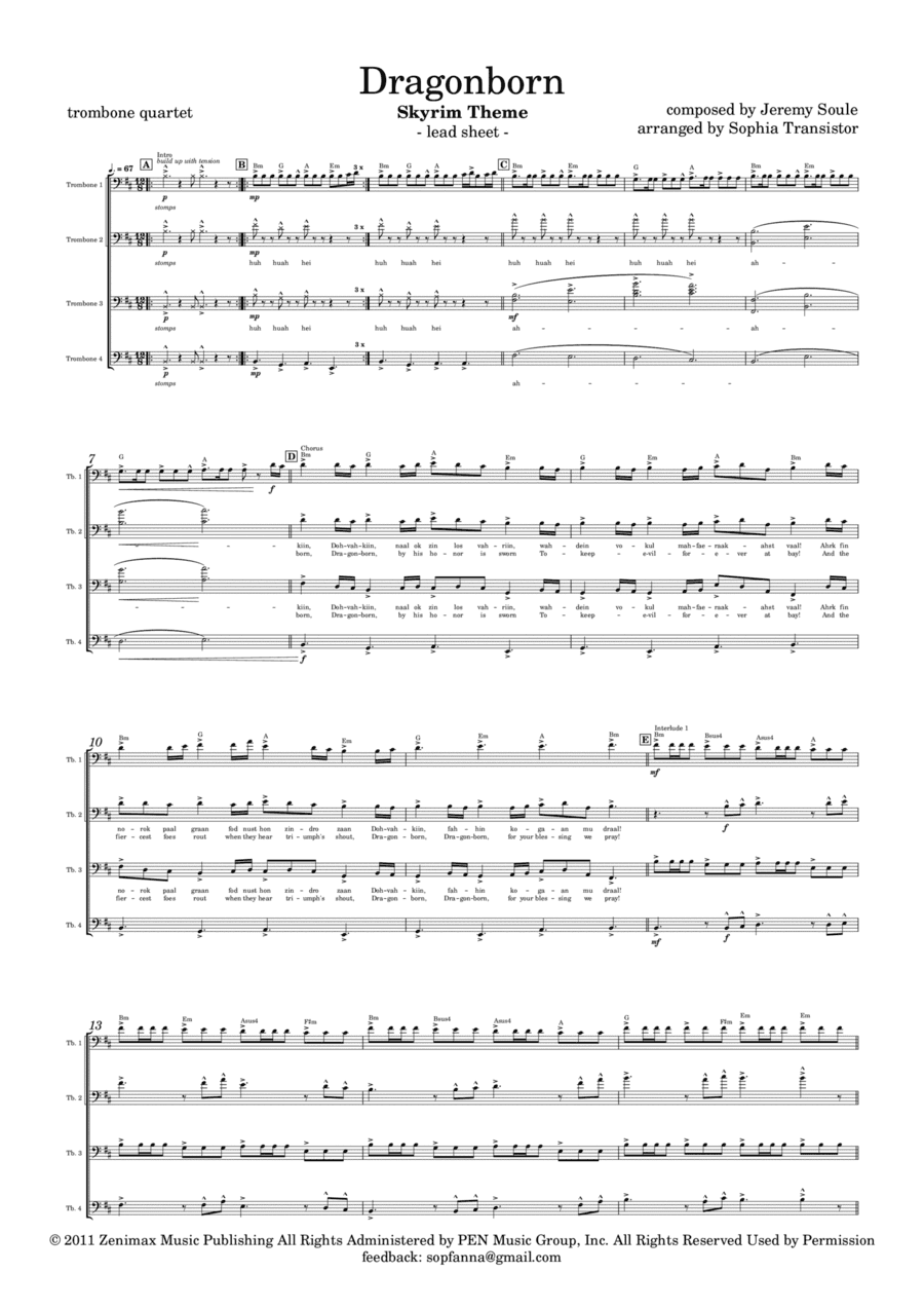 Dragonborn (skyrim Theme) (arr. Sophia Transistor)