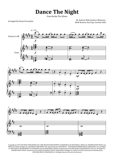 Dance The Night (arr. Glauco Fernandes)