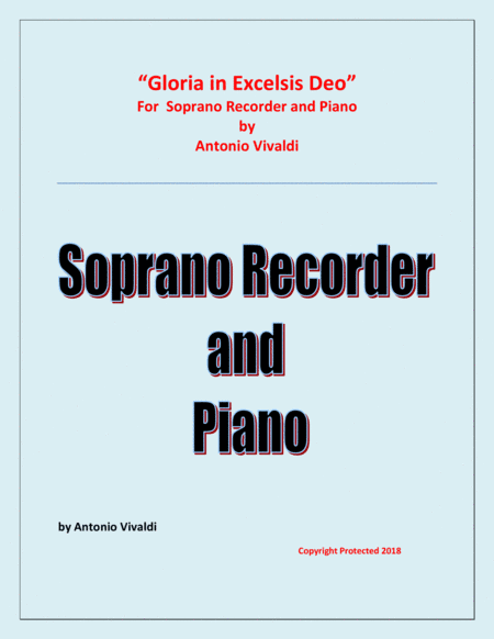 Gloria In Excelsis Deo - Soprano Recorder and Piano - Advanced Intermediate - Chamber music (arr. Raymond Fenech)