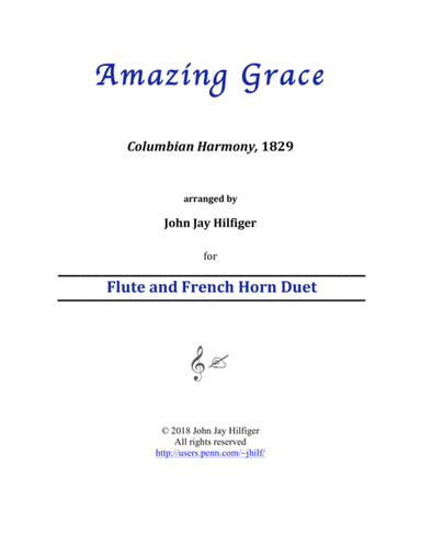Amazing Grace for Flute and French Horn (arr. John Jay Hilfiger)