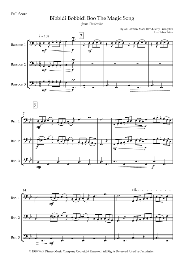 Bibbidi-bobbidi-boo (the Magic Song) (arr. Fabio Britto)