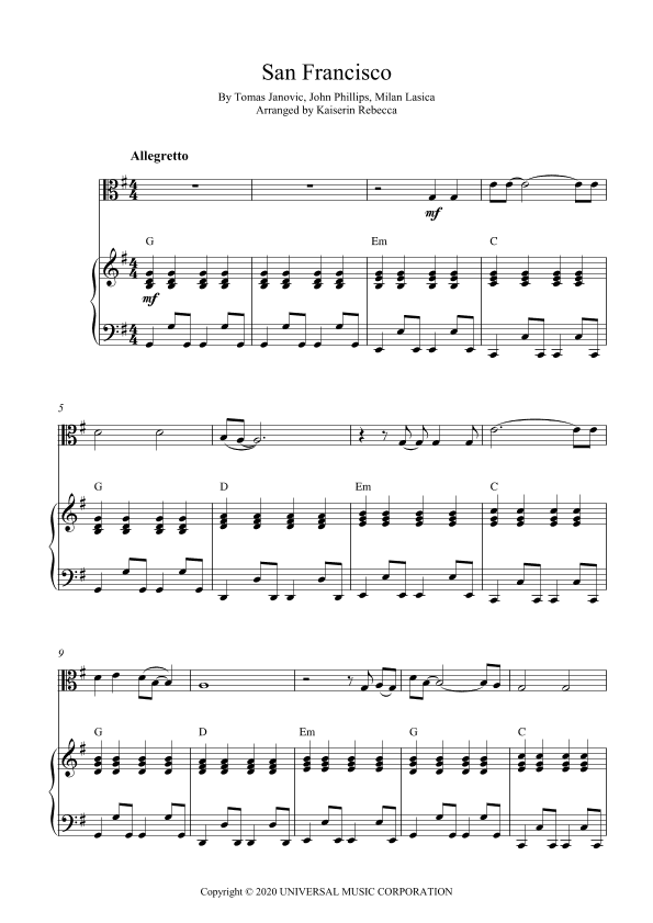 San Francisco (arr. Kaiserin Rebecca)