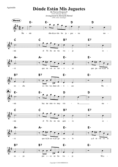 Donde Estan Mis Juguetes (arr. Bernardo Bernal Hidalgo)