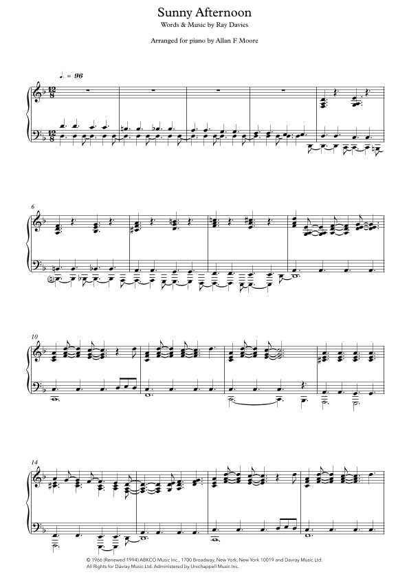 Sunny Afternoon (arr. Allan F Moore)