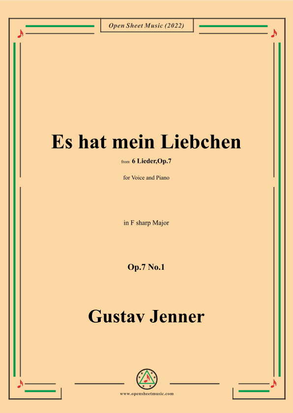 Jenner-Es hat mein Liebchen,in F sharp Major,Op.7 No.1 (arr. OSM Press)