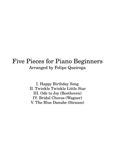 Five Pieces for Piano Beginners (arr. Felipe Queiroga)