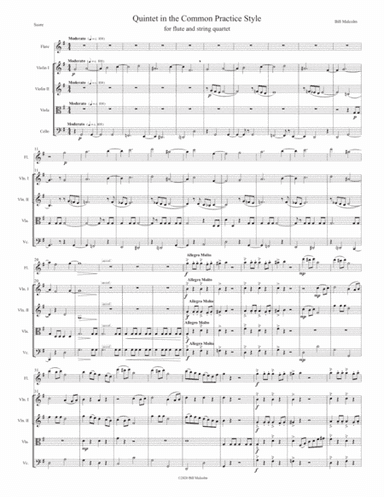 Quintet in the Common Practice Style for flute and string quartet