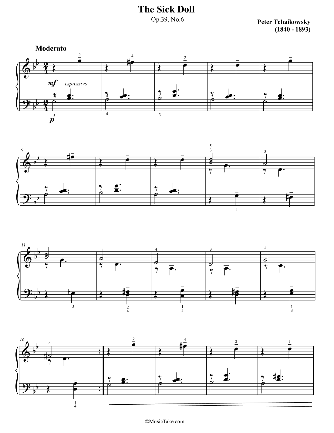 Tchaikovsky The Sick Doll Op.39 No.6 (arr. Ben Choupak)